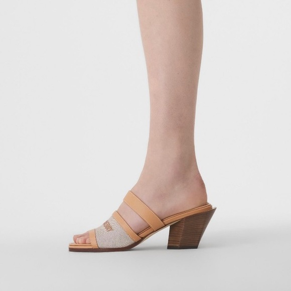 Burberry Logo Print Canvas and Leather Sandals - Picture 10 of 15